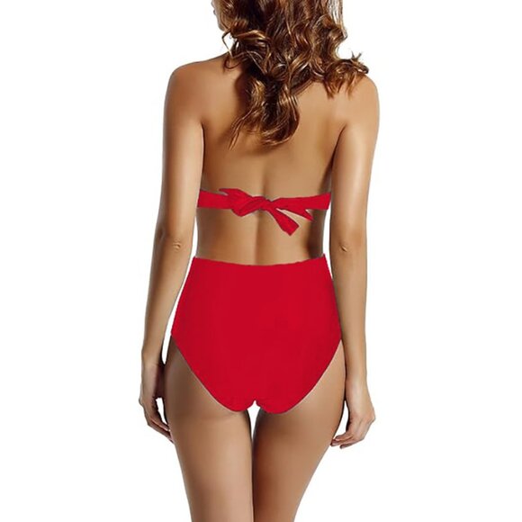 NEW Zeraca Surplice Neckline High Waisted Halter One Piece Bathing Suit - Medium - Picture 2 of 10